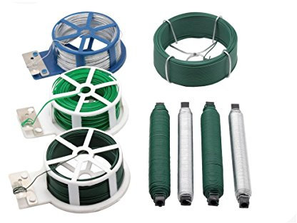 Garten und Bindedraht Set 8-teilig, Verzinkt und Kunstoff beschichtet, mit Abschneider, Basteldraht, Weihnachtsdeko