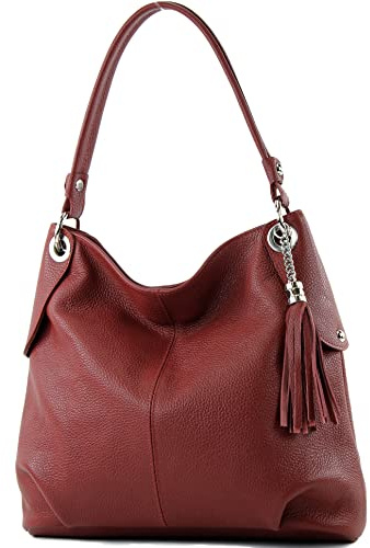 modamoda de T185 Damen Leder Schultertasche, handmade in Italy