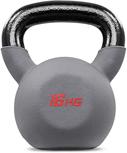 Hop-Sport Kettlebell aus Gusseisen mit Neopren-Beschichtung Vinyl Kugelhantel 4-24 kg (16kg)