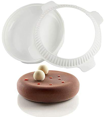 LYJ Cuisine créative Mousse de cuisson Moules en silicone Eclipse en forme ronde, un ensemble à dessus plat et côtés arrondis, Moules à gâteau en silicone, Blanc, Chine