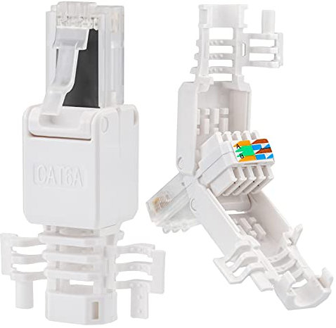 40 conectores de red RJ45 Cat 6a con contactos dorados Cat.6a LAN Crimpadora Gigabit Connector para cables de conexión, cable de instalación CAT7 CAT6A CAT6, compatible sin herramientas, conector DSL