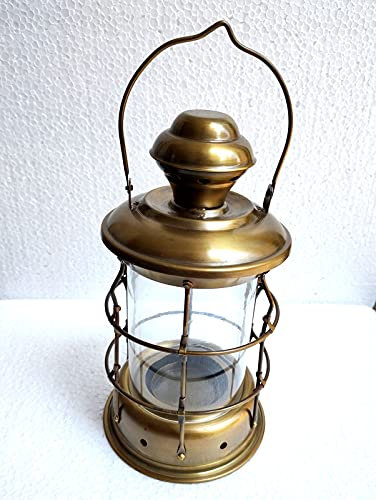 Vimal Nautico Marrone Antico 14 Pollice Ottone Cargo Lanterna Nave Lampada Marittima Nautica Decorazione Casa Barca Lampada