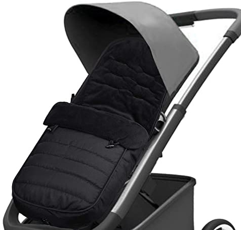WINSVAN Saco de dormir universal para cochecito de bebé, resistente al viento, con forro polar para cochecito de bebé, mantener con calor en silla de paseo, color negro