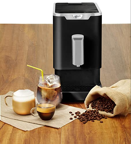 SCOTT UK - Slimissimo Black Velvet; Fully Automatic Bean-to-Cup Coffee Machine; 19 Bar Pressure, 1.1L, 1470W