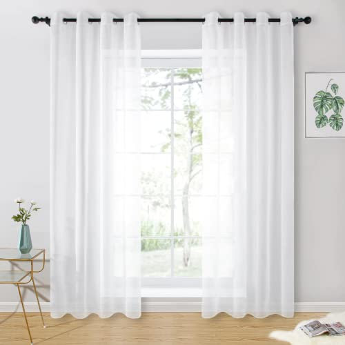 twoja pszczółka Tenda 145 x 250 cm, 1 pezzo, Bianco, Trasparente, Tenda pronta, Tende in voile, Tende trasparenti con occhielli, Soggiorno, Camera dei bambini, Camera da letto