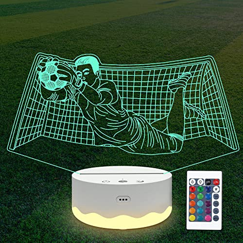 Ammonite Fußball geschenke für Jungen, cooles Fußballtorwart, Nachtlicht 3D optische Illusion, LED-Lampe mit Fernbedienung 16 Farben, wechselnde Fußball, Geburtstag für Sport Fan, Mädchen, Mann
