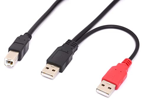 Cavo Y standard maschio B verso doppio USB 2.0 tipo A maschio con connettore USB di alimentazione aggiuntivo per stampante, scanner, disco rigido esterno (80 cm) (USB per stampante)