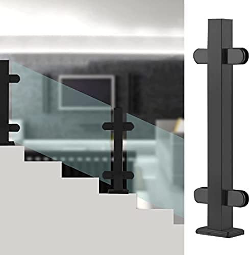 Pealihuy Handlauf-Kit Glasgeländerpfosten Indoor Outdoor, Sicherheitsglas-Geländersystem Für Glas/Kunststoff/Holz/Acryl-Platte, Treppen-Balkon-Deckzaun,Mittlerer Beitrag,Höhe: 95 cm
