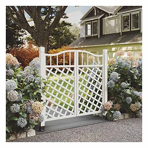 Outdoor Wood Fence Gate, Vegetable Garden Wooden Gate Villa Patio Fence Gates Guardrails Curved Top Design Highly Ornamental (Color : White-A, Size : 130x120cm)