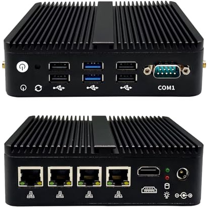 Glovary Firewall Mini PC Quad Core J4125, DDR4 16GB RAM 1TB SSD, 4 x 2.5GbE LAN Fanless Micro Computer Router Appliance, Sim Slot, AES-NI, OPNsense, WiFi, BT