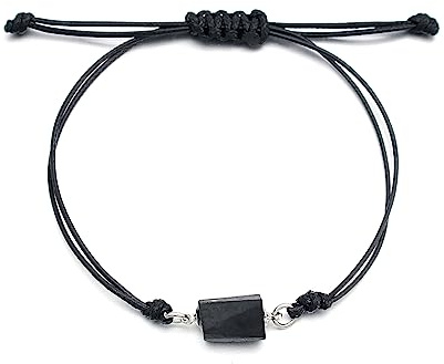 LUOKIFUR Schwarzes Turmalin-Armband für Herren, Geschenk für Freund, Kollegen, Vater, Ehemann (Black)