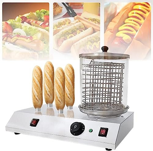 machine à hot dog Machine Électrique De Cuisson De Gril De Saucisse, Machine De Chauffe-pain Avec Couvercle En Verre Amovible Et Tige En Aluminium Chauffante, For Saucisses De Petit-déjeuner, Rouleaux