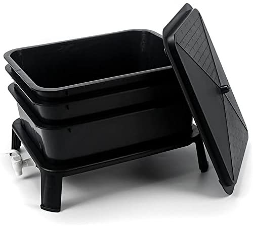 RNQZ 4 Tray Plants Compost Farm Garden Worm Farm Composter for Recycling Food Waste,Compact Design,Black