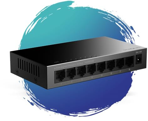 STRONG SW8000M, switch a 8 porte Gigabit 10/100/1000 Mbp, switch Ethernet RJ45, Sdoppiatore Ethernet, per la Casa e l'Ufficio, Plug e Play, Montaggio Desktop o a parete. Cassa in Metallo