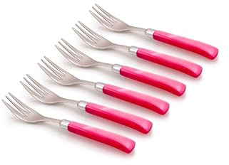 Rivadossi Sandro 7706FOD07 Kuchengabel-Set, 6 Stück, Jade-100% Made in Italy, Handwerkskunst und Design, Edelstahl 18/10, Rosa