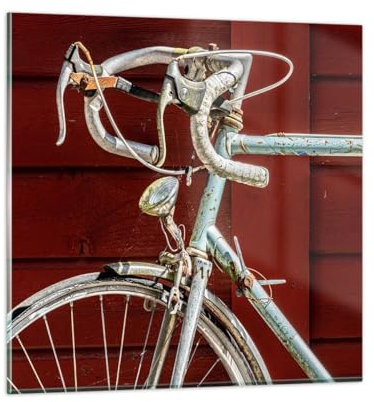 Wandbilder Dekoration Wohnzimmer Fahrrad Retro Radfahren Bilder auf Glas 50x50cm Glasbild Schlafzimmer Küche Deko Wand Kunstdruck Art Klein Wanddeko Bild im Glas Modern Wall Decor GAC50x50-5357