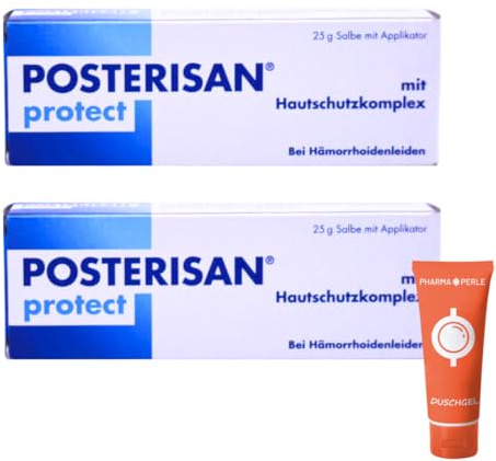 Posterisan protect Salbe mit Applikator 25 g I Rektalsalbe mit Hautschutzkomplex I zur Linderung von Hämorrhoiden-Beschwerden I Spar-Set plus Pharma Perle give-away (Posterisan protect 2x 25 g)