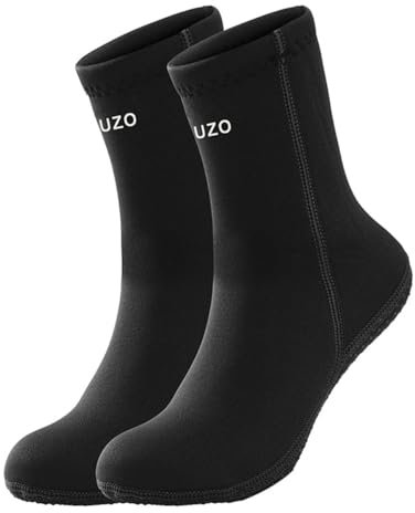 AUXDIQ 3mm Neoprensocken 1 Paar Wassersocken Herren Damen Tauchsocken Thermosocken Schwimmen Socken Neoprenschuhe Taucherschuhe Schwarz 44/45 EU