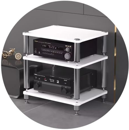 HiFi-Rack AV-Regal 3-stufiger TV-Ständer Multifunktionale MDF-Regale Für AV-Verstärker/Plattenspieler/Sky-Box TV-Ständer HiFi-Rack-Ständerschrank (Color : Weiß, S : 49 * 48 * 37cm(2Tier))