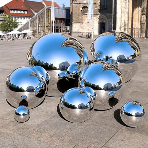 NEW-YIJUNSHUN Stainless Steel Mirror Gazing Balls, 6 Pack 50-150 mm Mirror Polished Hollow Reflective Spheres, Floating Pond Balls Seamless Gazing Globe for Home Garden Ornament Decorations