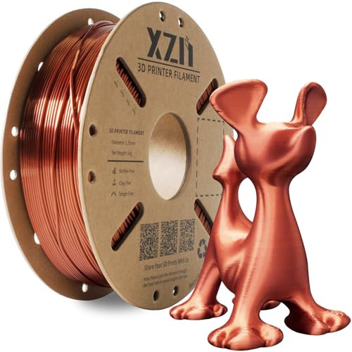 XZN PLA Filament 1.75mm Seide PLA 3D Drucker Filament,Maßgenauigkeit +/- 0,03 mm, Silk PLA 1KG Spule,Silk Copper