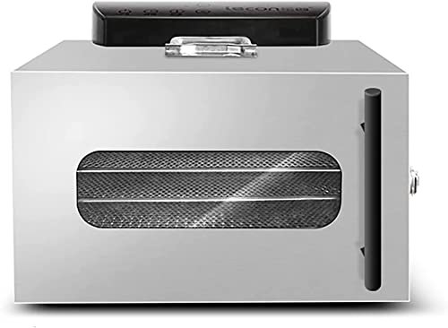 NUANYI Deshidratador de Alimentos 30x30x23cm,6 Bandejas de Acero Inoxidable,Circulación de Aire Eléctrica, Temporizador Digital 24h,Mejor para Secar Frutas, Comida para Mascotas, Carne, Verduras