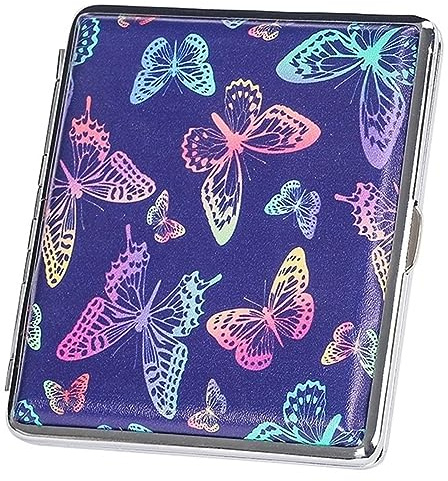 LEILEICAILI Zigarettenetui, Zigarettenspitze aus Pu-Metall, Vintage-Etui for Damen und Herren, Fassungsvermögen for 20 Sticks, geruchsdicht, feuchtigkeitsbeständig und bruchfest(Butterfly)