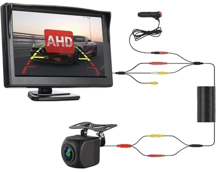 Webcam Recul Voiture Caméra Recul pour Voiture pour Vidéo De Stationnement Automatique Écran 5 Pouces Caméra Recul HD Vision Nocturne Fisheye avec Moniteur AHD Caméra Recul
