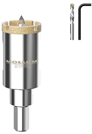 MOLLOM 1-3/128 (26mm) Scie trépan diamantée avec 2 forets pilotes | Scie à carottier pour carreaux, coupe nette sur carreaux de porcelaine, céramique, marbre et granit