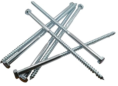 LLB Boîte de 100 vis tire-fond M8 pour bois à tête hexagonale de 13 mm de largeur - Vis à béton plaquées zinc - Demi-filetage - Argenté - Longueur : 8 mm x 200 mm