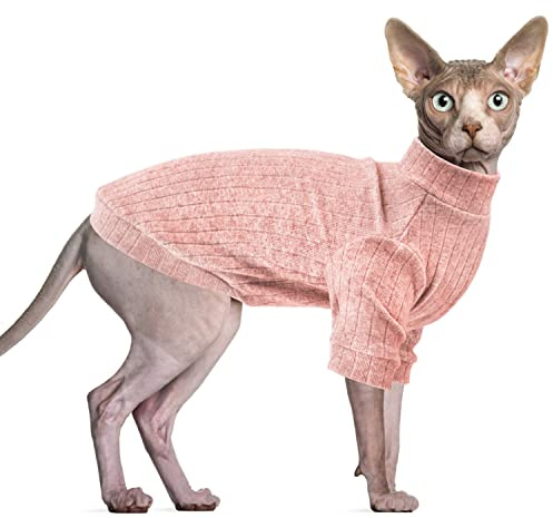 Oslueidy Ropa para Gatos Sphynx, Chaleco Suéter con Mangas para Gatos Sin Pelo, Ropa Gato Esfinge Invierno, Abrigo Pullover de Gatos para Sphynx/Cornish Rex/Devon Rex/Peterbalg