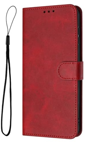 Lederhülle für Xiaomi 13T/13T Pro Hülle, Handyhülle Premium Klappbar Flip Case Tasche Standfunktion Kartenfach Magnet Klapphülle Schutzhülle Cover für Xiaomi 13T/13T Pro,rot