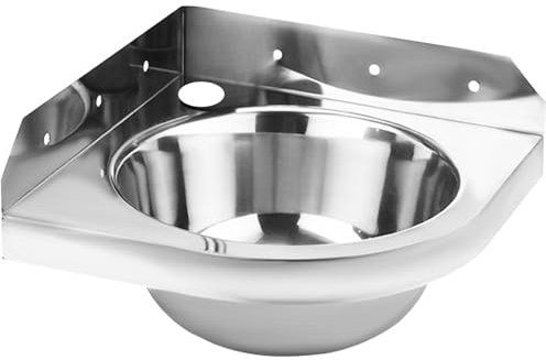 Gewerbliche Küchenspüle, Einzelbecken, kleines dreieckiges Becken, Eckwaschbecken fürs Badezimmer, Eckwaschbecken aus Edelstahl zur Wandmontage (26 cm/10,2 Zoll -5)