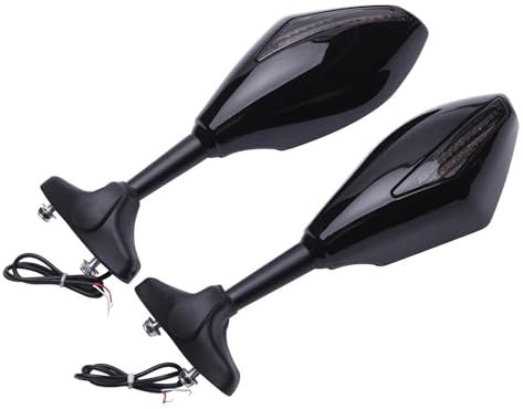 FERFXN Motorrad Rückspiegel Integrierte Blinker-Seitenspiegel Für Motorrad-Rückspiegel Für CBR1000RR Für CBR250R Für CBR300R Für CBR600RR 2003-2019 Spiegel Set Links & RECHTS(Schwarz glänzend)