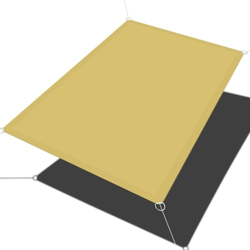 Vela Ombreggiante Rettangolare Impermeabile 350 x 400 cm,95% Protezione Solare,Tessuto, Idrorepellente, Anti Uv, Tende da Esterno Tend Ombra Mare,Per Esterno Terrazza Giardino, Color Crema