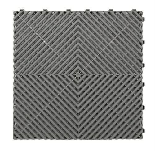 OZLCUA Vented Modular Interlocking Plastic Vented Modular Interlocking Garage Floor Tiles, PVC PP Garage Flooring Mat Interlocking Cushion(Grey)