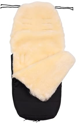 Merauno® Saco de piel de cordero para cochecito de bebé, saco para cochecito de bebé, saco para cochecito de bebé, resistente al viento y al agua, termorregulador, cremallera completa, 95 x 40 cm,