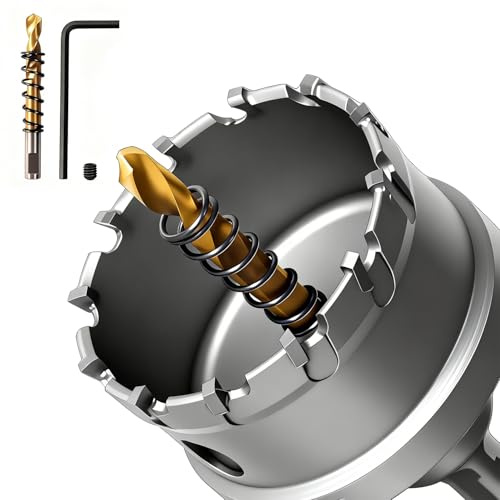 GPtzlei 60mm TCT Hartmetall-Lochsäge für Edelstahl und Metall | tungsten carbide teeth, 3-cutter design, pilot drill included, storage case, for sheet plate pipe work