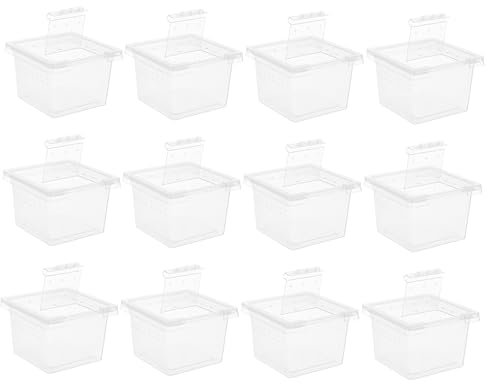 CIYODO 12stücke Reptilienzuchtbox Für Brutbox Reptilienfütterungsbox Futterbox Reptilienaufbewahrungsnest Mit Belüftungslöchern Transparent Für Spinnen Eidechsen Schildkröten
