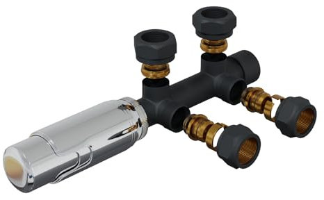 HAGO 24 | Termostato per termosifone | antracite | distanza tubo 50 mm | due tubi | attacco centrale | attacco a parete | posizione antigelo | multiblocco | raccordo di collegamento