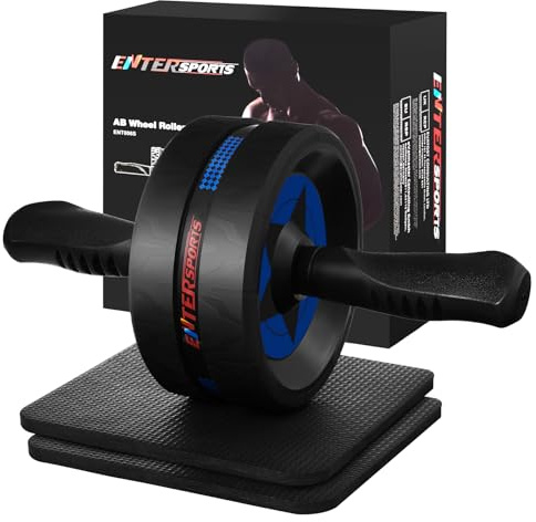 EnterSports Ab Rollers, Ab Trainer for Home with Two Knee Mats, Ab Wheel for Abdominal Muscle Training, Ab Exercise Wheels, Suitable for Beginners, Advanced and Professionals
