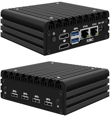 SJRC X86 P6 N150 Mini PC sans ventilateur N150 2 ports i226-V 2,5 GbE Micro-pare-feu, double 4K HD, ordinateur de bureau, PC compact, Win 11 Pro DDR5 8 Go de RAM, 128 Go SSD, USB 3.2, pour bureau à