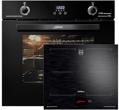 Kaiser EH 6367 + KCT 6140 FI Four encastrable exclusif 60 cm en noir 79 l + plaque à induction 60 cm Free Zone avec 2 zones à induction Flex Écran TFT