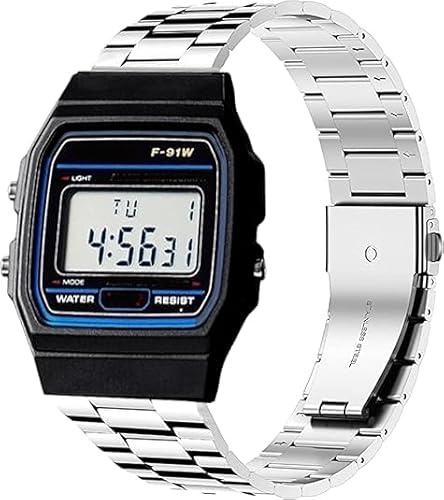 Blueshaweu 18mm 20mm 22mm Armband Kompatibel Für Casio Watch, Classic hohe Qualität Edelstahl Uhrenarmband Kompatibel Kompatibel mit Casio MDV106-1AV / MDV107 / F-91W