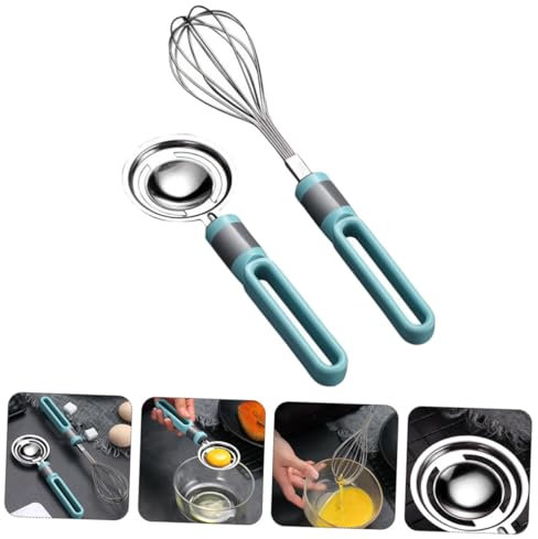 KICHOUSE 2piezas Batidora De Huevos Manual Inoxidable Batidora Para Cocinar Utensilio De Cocina Resistente