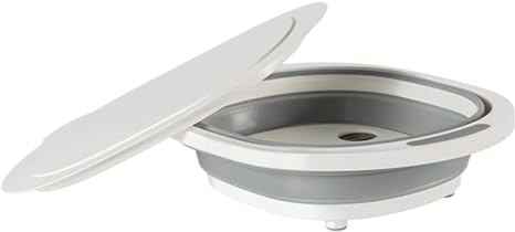 ycezw Planche à découper pliable, planche à découper pour légumes, avec couvercle et égouttoir 9 litres pour laver les légumes en cuisine, restaurant longues excursions