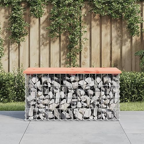 WKIEQACO Banc de jardin Gabion Design 83 x 44 x 42 cm en bois massif DouglasOutdoor Sièges d'extérieur Bancs d'extérieur