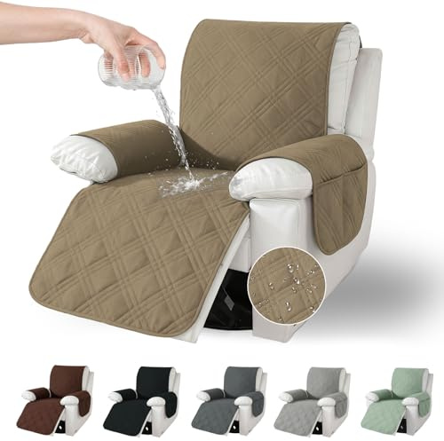 Jinfanshurich Funda protectora para sillón con bolsillos, antideslizante y lavable, cobertor para sillones de relax y televisión, protección perfecta contra pelos de mascotas, manchas y desgaste
