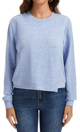 Sosolism Sudadera de Maternidad Suave para Mujer Prenda de Lactancia, Azul Claro, Talla 2XL