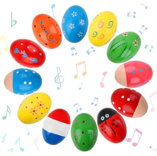 Waldspring 12 scuotere uova in legno Maracas Percussion Musical per feste
